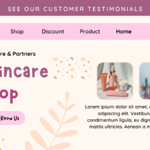 Pink Simple Minimalist Skincare Shop Website